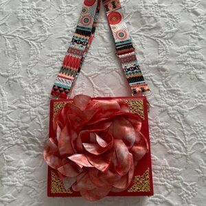 Satin Flower - Cigar Box Purse w/Adjustable Crossbody Strap